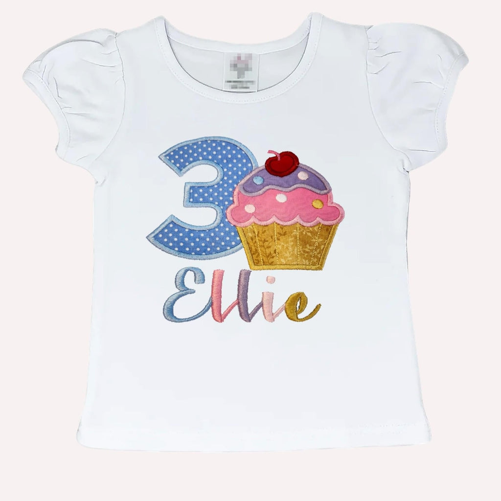Cupcake personalized outfit, Girls cupcake birthday shirt and skirt, Birthday cu