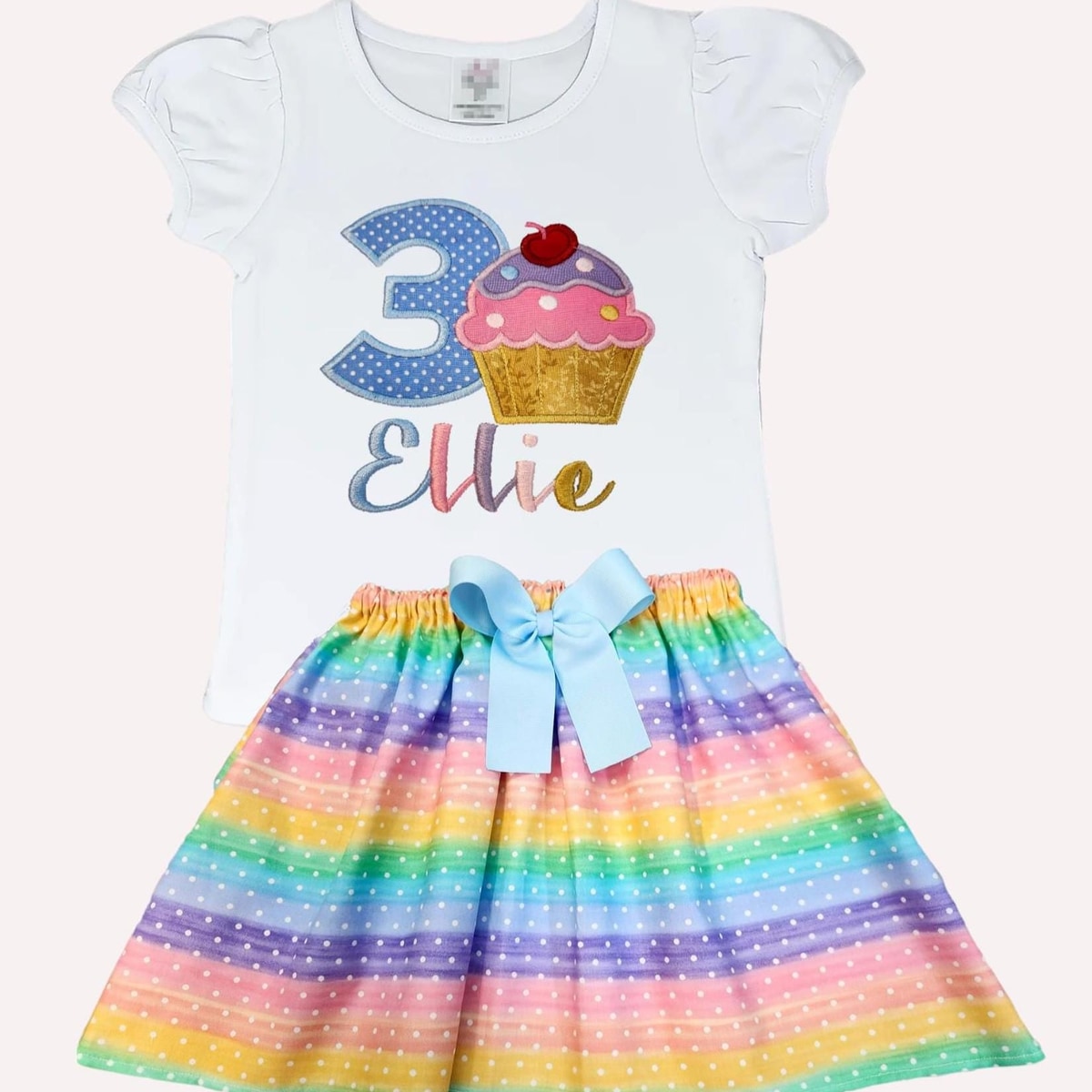 Cupcake personalized outfit, Girls cupcake birthday shirt and skirt, Birthday cu