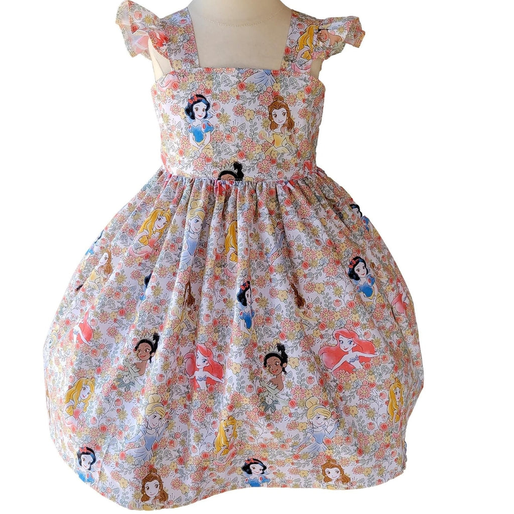 Floral dress with princesses on a white background