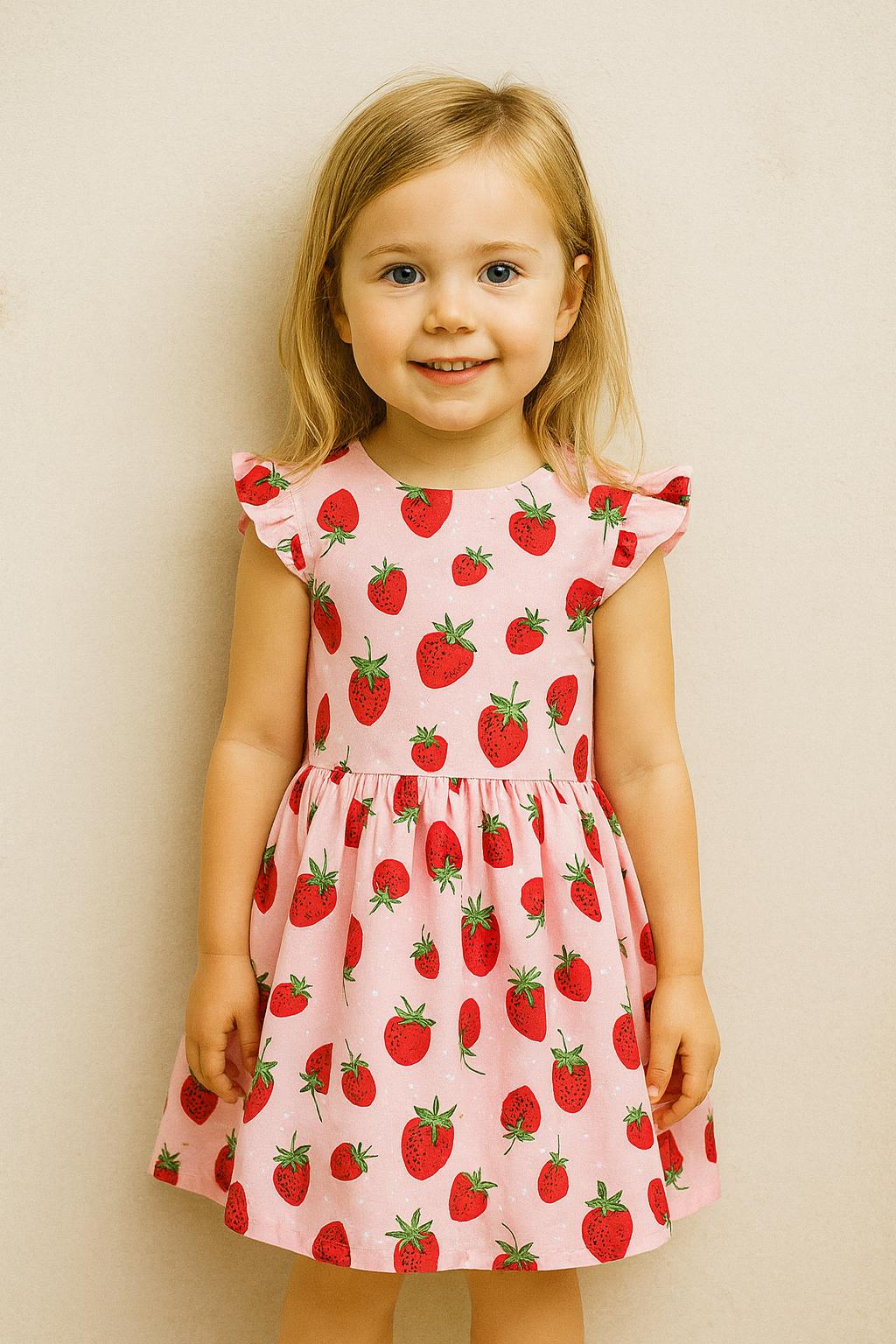 Strawberry dress - Berry Girls Dress - Pink Strawberry Dress - Birthday Berry Dr