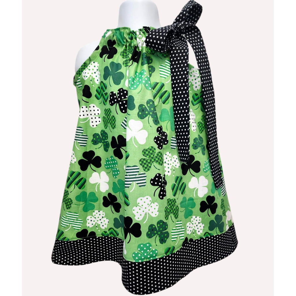 Girls Shamrock Dress, St Patrick’s Day Pillowcase Dress, Green Clover Toddler Outfit, Lucky Girl Boutique Dress
