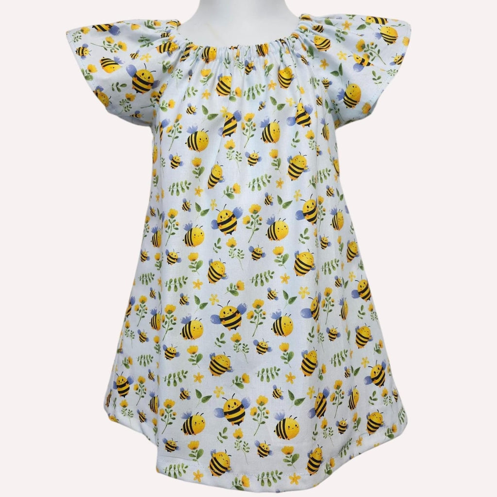 Bees flutter sleeve dress Bumble bees peasant girl dress Birthday bumble bees dr