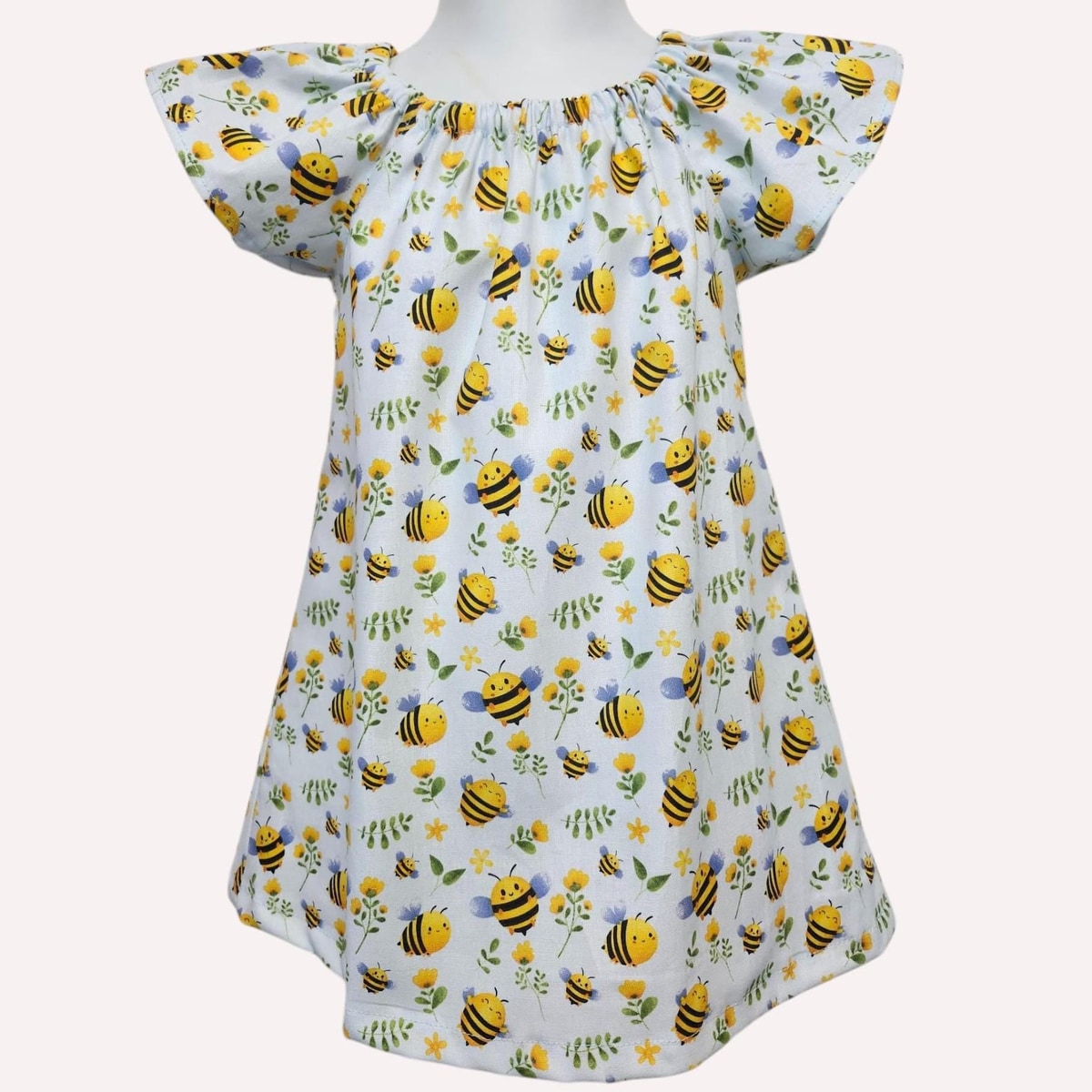 Bees flutter sleeve dress Bumble bees peasant girl dress Birthday bumble bees dr