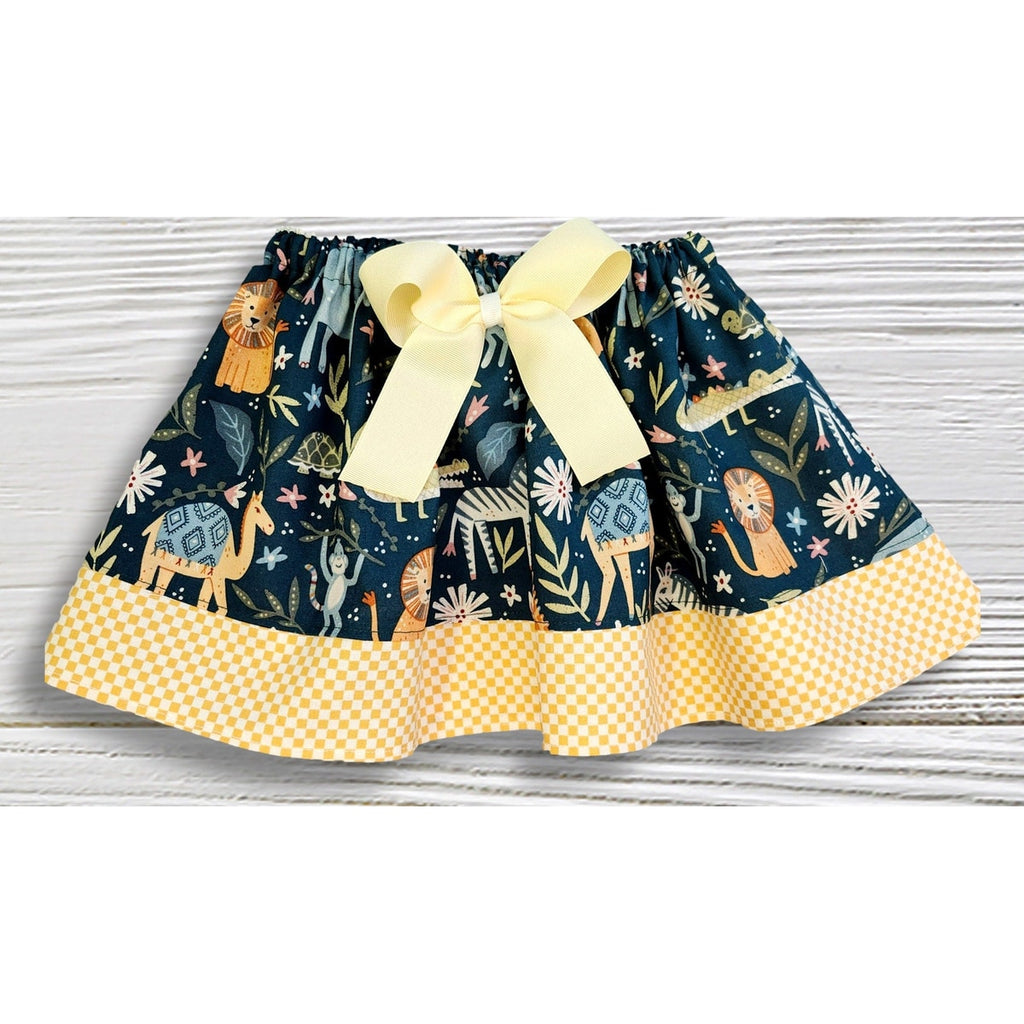 Two Wild Girls Birthday Outfit, Wild One Outfit, Safari Animals Skirt Set, Zoo A