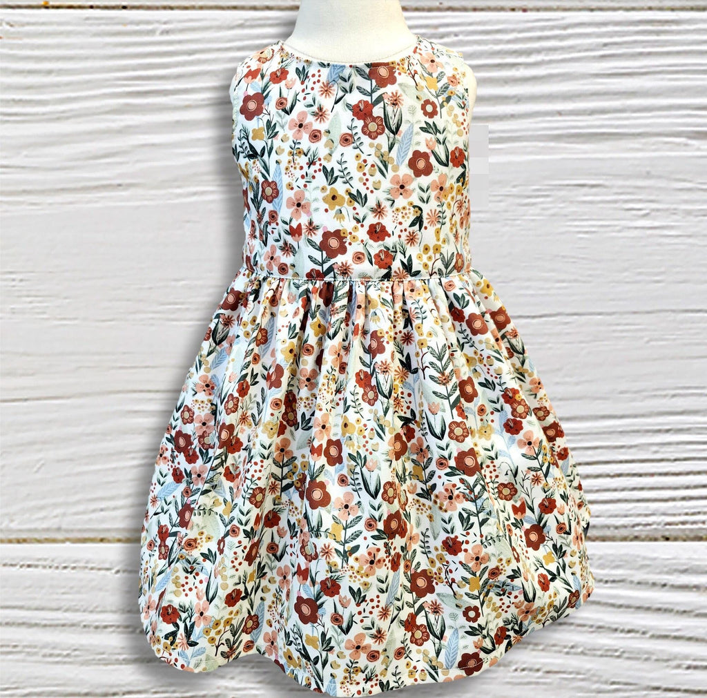 Handmade Girls Floral Twirl Dress – Sleeveless Boutique Dress