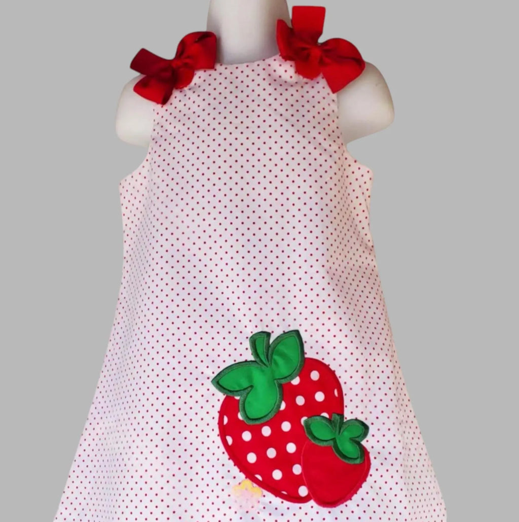 Strawberry embroidered dress - Personalized Strawberry girl dress - Jumper dress