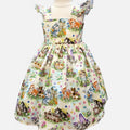 Dress with cat and flower pattern on a white background