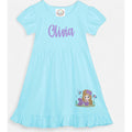 Light blue nightgown with 'Olivia' printed on it and a mermaid design on a white background