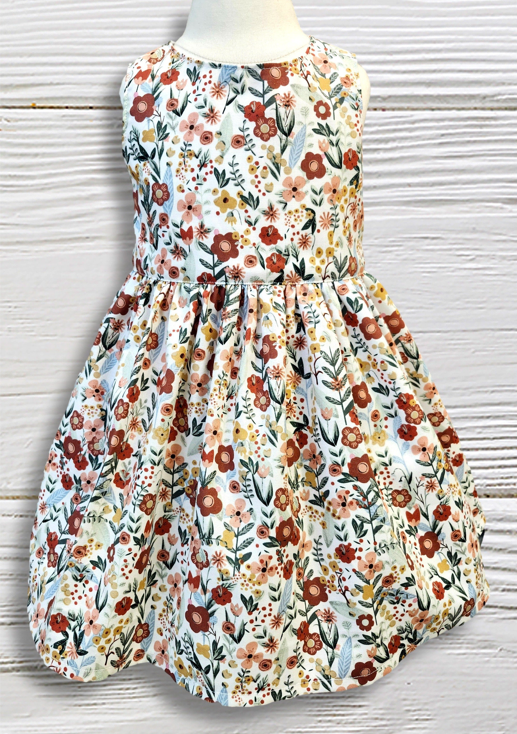 Handmade Girls Floral Twirl Dress – Sleeveless Boutique Dress