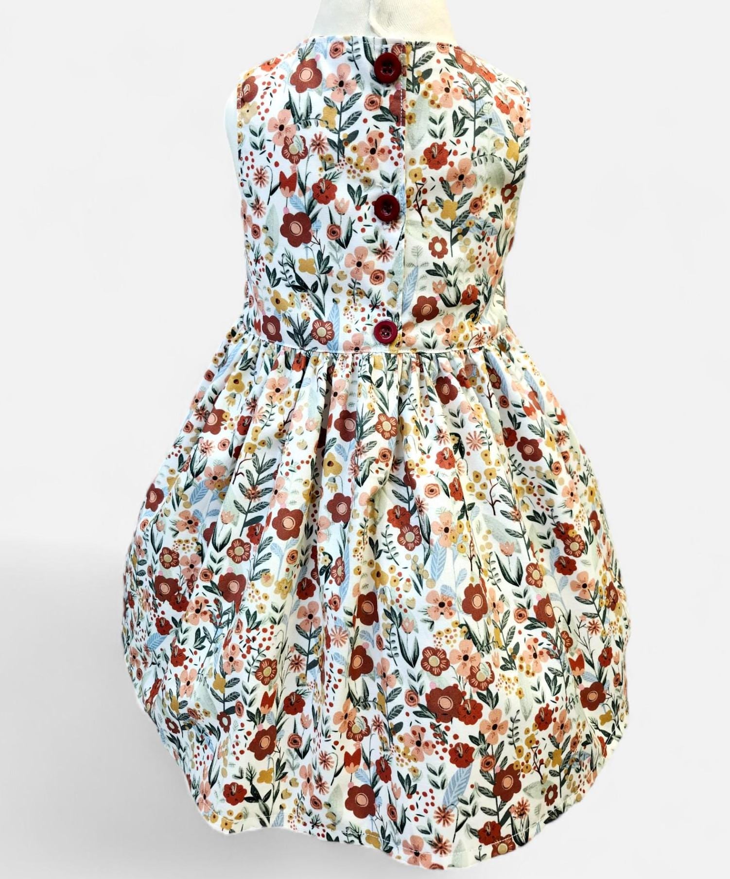 Handmade Girls Floral Twirl Dress – Sleeveless Boutique Dress