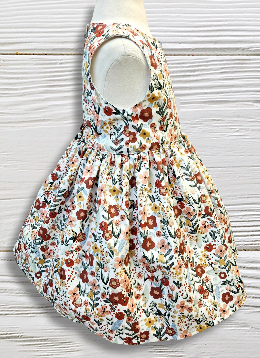 Handmade Girls Floral Twirl Dress – Sleeveless Boutique Dress