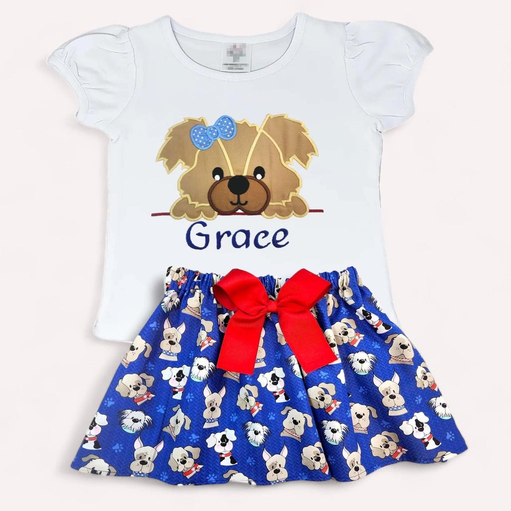Puppy dog girls outfit, Paw outfit, Dogs girls skirt, Personalized doggy outfit,
