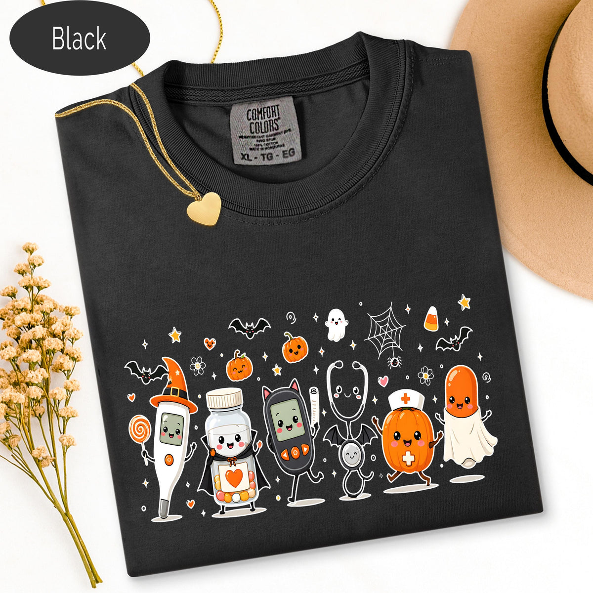 Halloween Nurse Tee, Comfort Colors Shirt, Spooky Nurse Shirt, Medical1 image 9