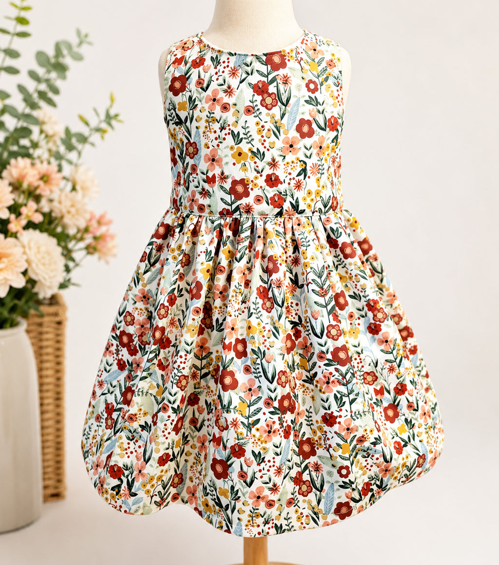 Handmade Girls Floral Twirl Dress – Sleeveless Boutique Dress