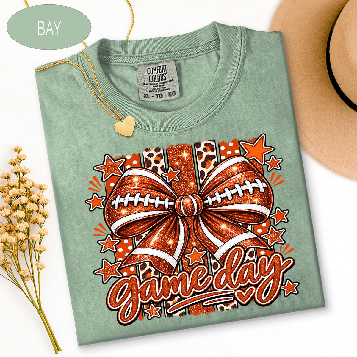 Comfort Colors Shirt, Football Mom Shirt, Glitter Game Day Bow Tee, Retro Footba image 14