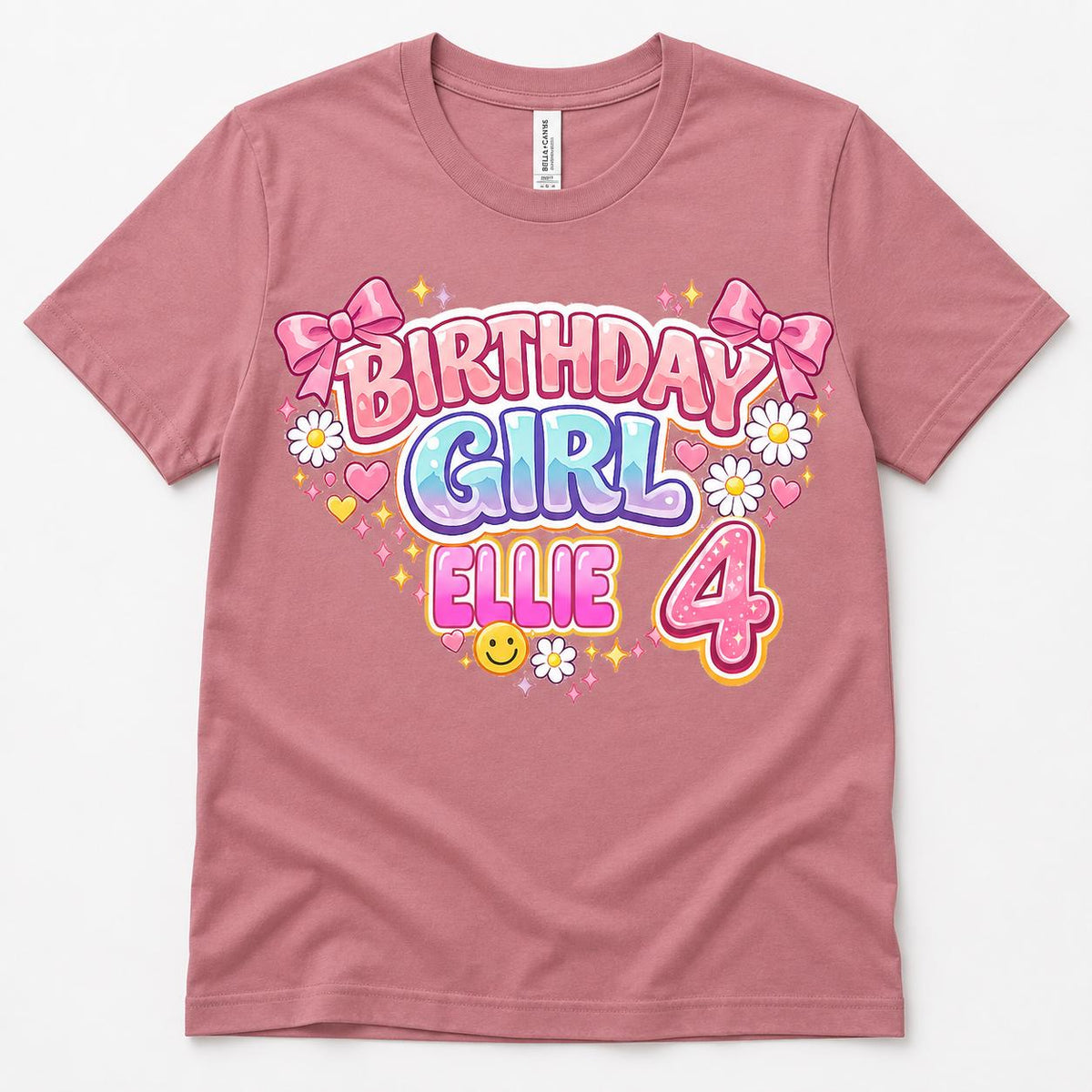 Birthday Girl Shirt, Personalized Girls Birthday Tee, Custom Name &amp; Age Shir image 5