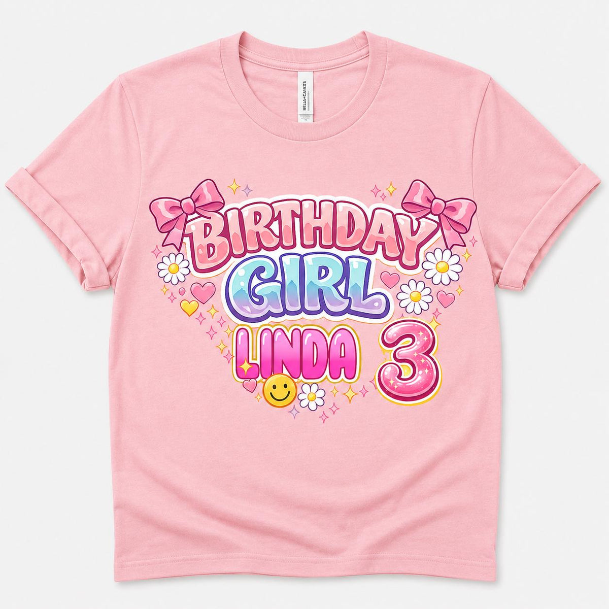 Birthday Girl Shirt, Personalized Girls Birthday Tee, Custom Name &amp; Age Shir image 2