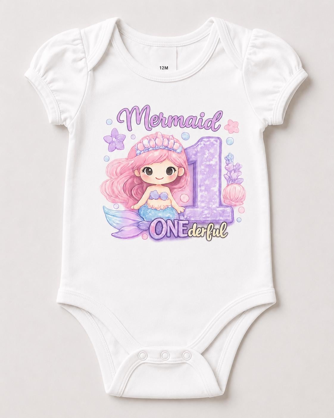 Mermaid 1st Birthday Shirt, Girls First Birthday Tee, ONEderful Mermaid Birthday image 4