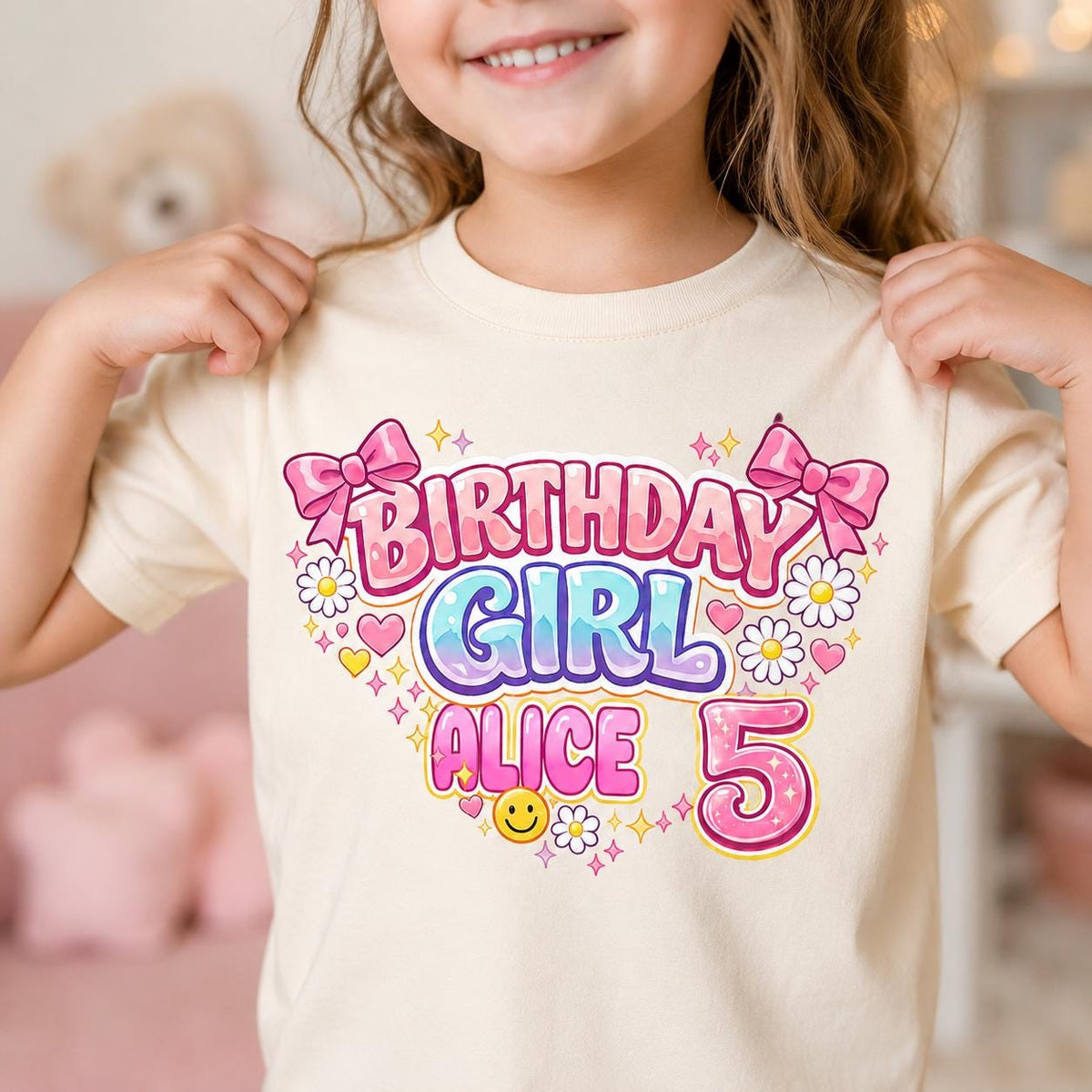 Birthday Girl Shirt, Personalized Girls Birthday Tee, Custom Name &amp; Age Shir image 1