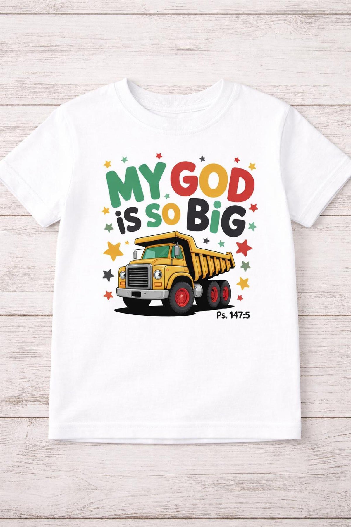 My God Is So Big Toddler Tee, Christian Dump Truck Shirt, Psalm Verse Kids Truck image 5