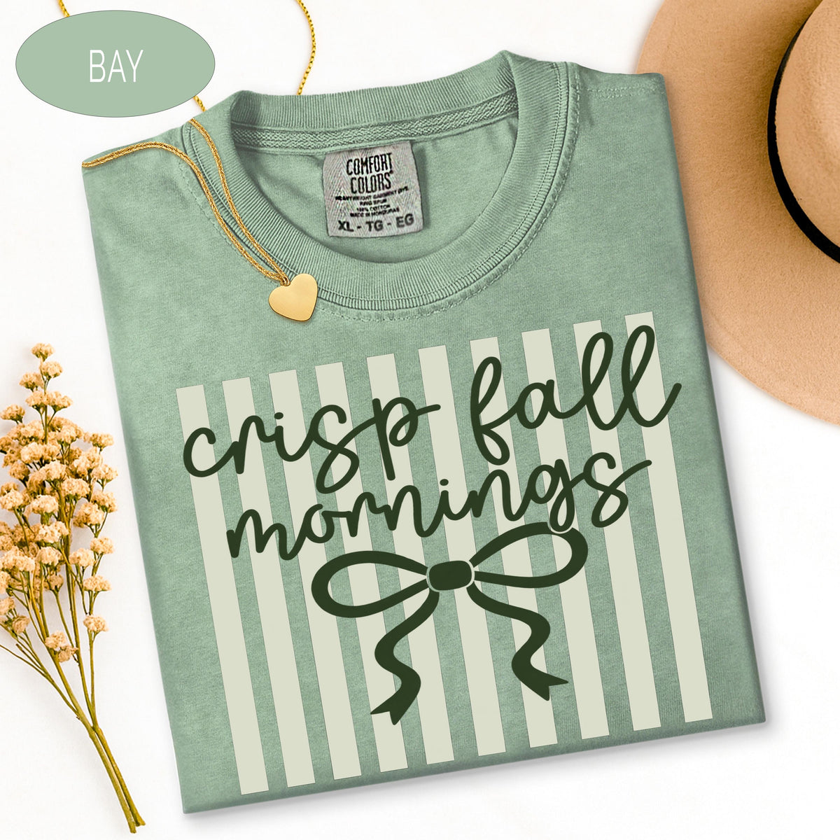Striped Fall Shirt, Comfort Colors Shirt, Girly Autumn Shirt, Coquette Bow Fall, image 8