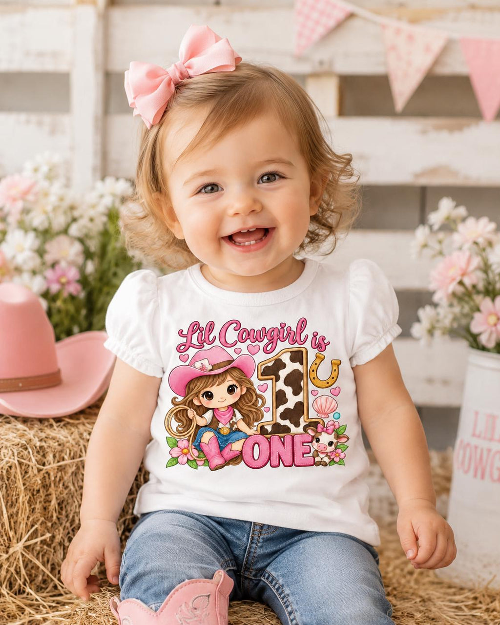 Cowgirl 1st Birthday Shirt, Lil Cowgirl is One Tee, Western First Birthday Outfi image 3