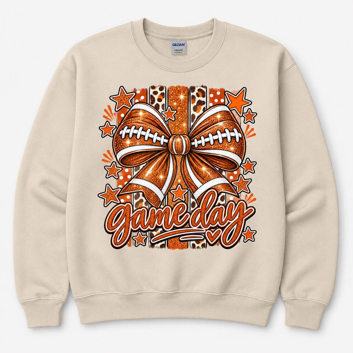 Football Mom Sweatshirt, Gildan Coquette Bow Sweatshirt, Glitter Game Day Shirt, image 2