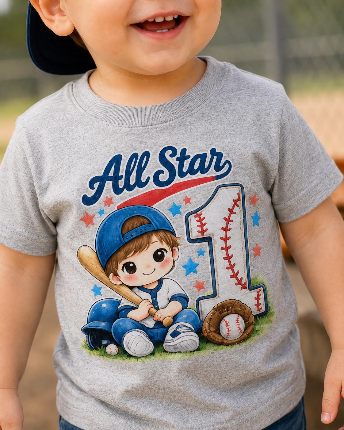1st Birthday Baseball Shirt, All Star One Toddler Tee, Boys First Birthday Baseb image 0