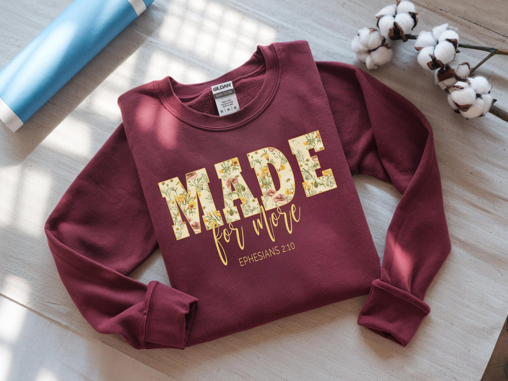 Christian Sweatshirt Made for More, Bible Verse Shirt, Jesus Christmas Gift for  image 0