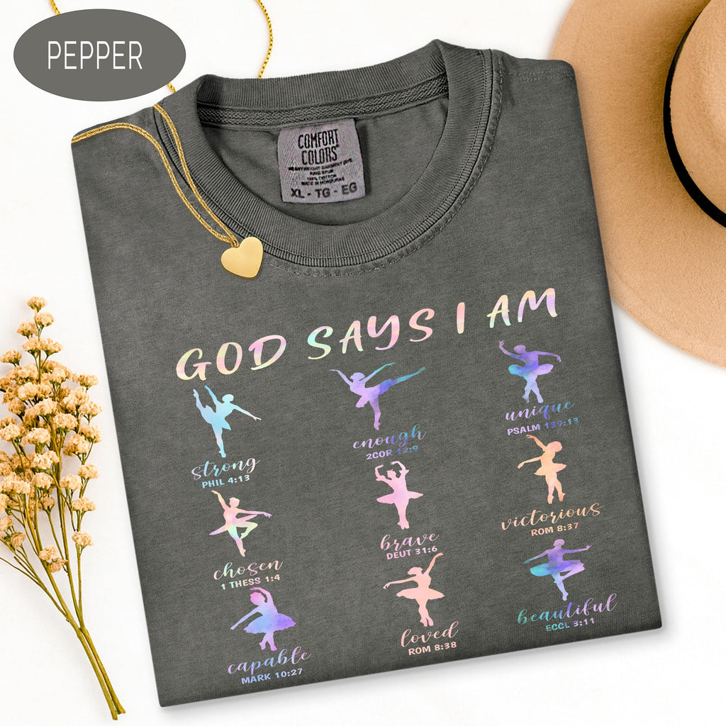 Christian Ballet Tee, God Says I Am Shirt, Ballerina Dance Shirt, Bible Verse Te image 8