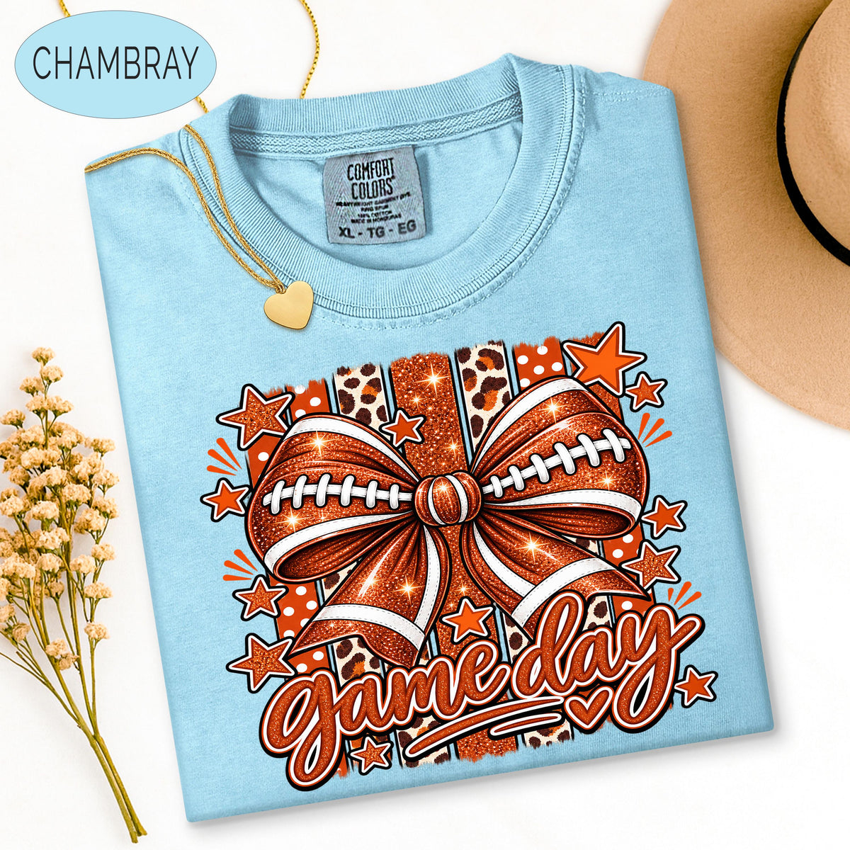 Comfort Colors Shirt, Football Mom Shirt, Glitter Game Day Bow Tee, Retro Footba image 5