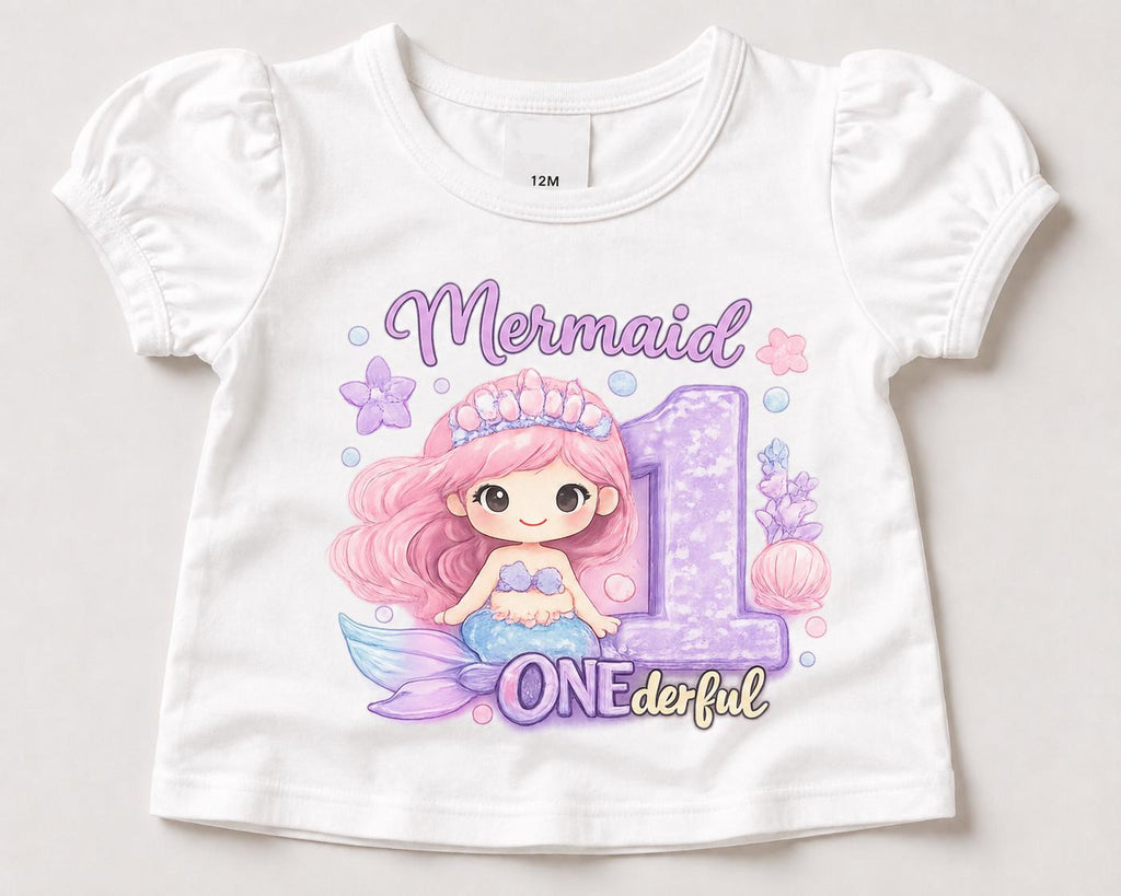 Mermaid 1st Birthday Shirt, Girls First Birthday Tee, ONEderful Mermaid Birthday image 5