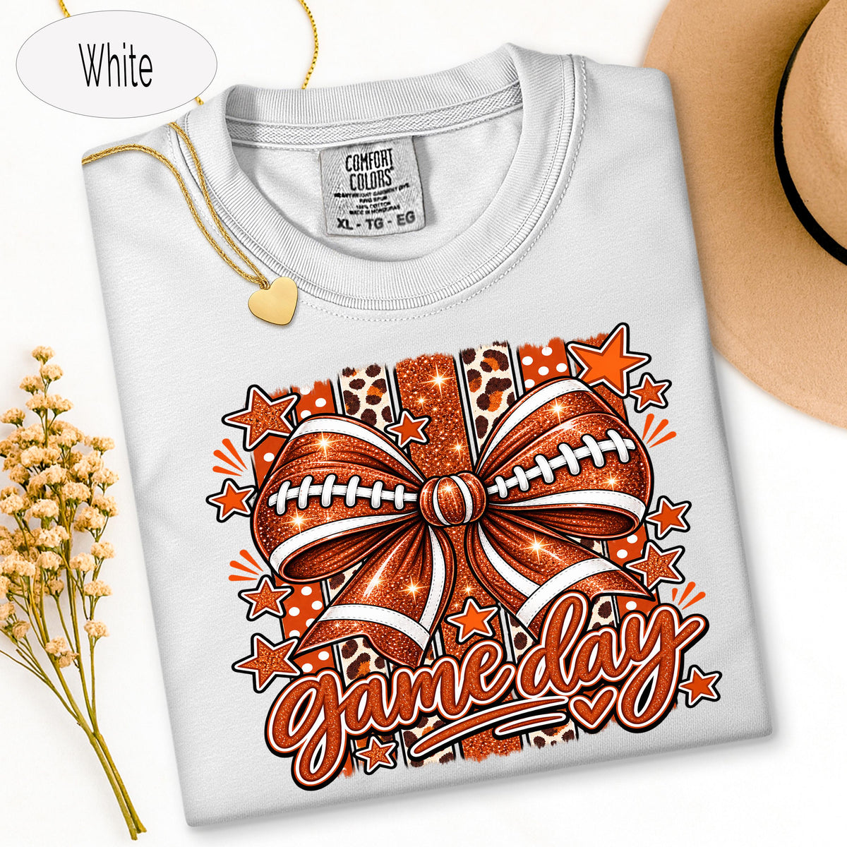 Comfort Colors Shirt, Football Mom Shirt, Glitter Game Day Bow Tee, Retro Footba image 12