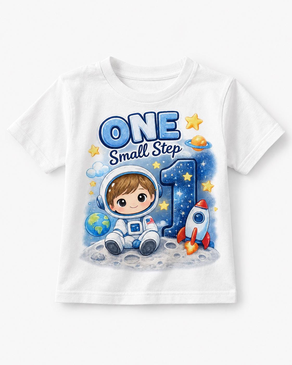 1st Birthday Astronaut Bodysuit, One Small Step Baby Boy Birthday Outfit, Space  image 3