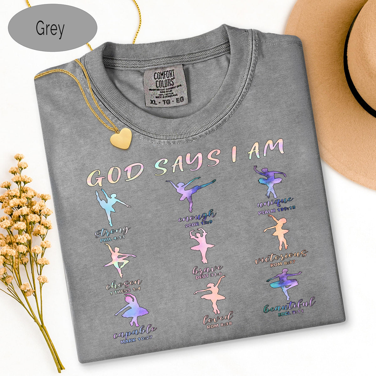 Christian Ballet Tee, God Says I Am Shirt, Ballerina Dance Shirt, Bible Verse Te image 12