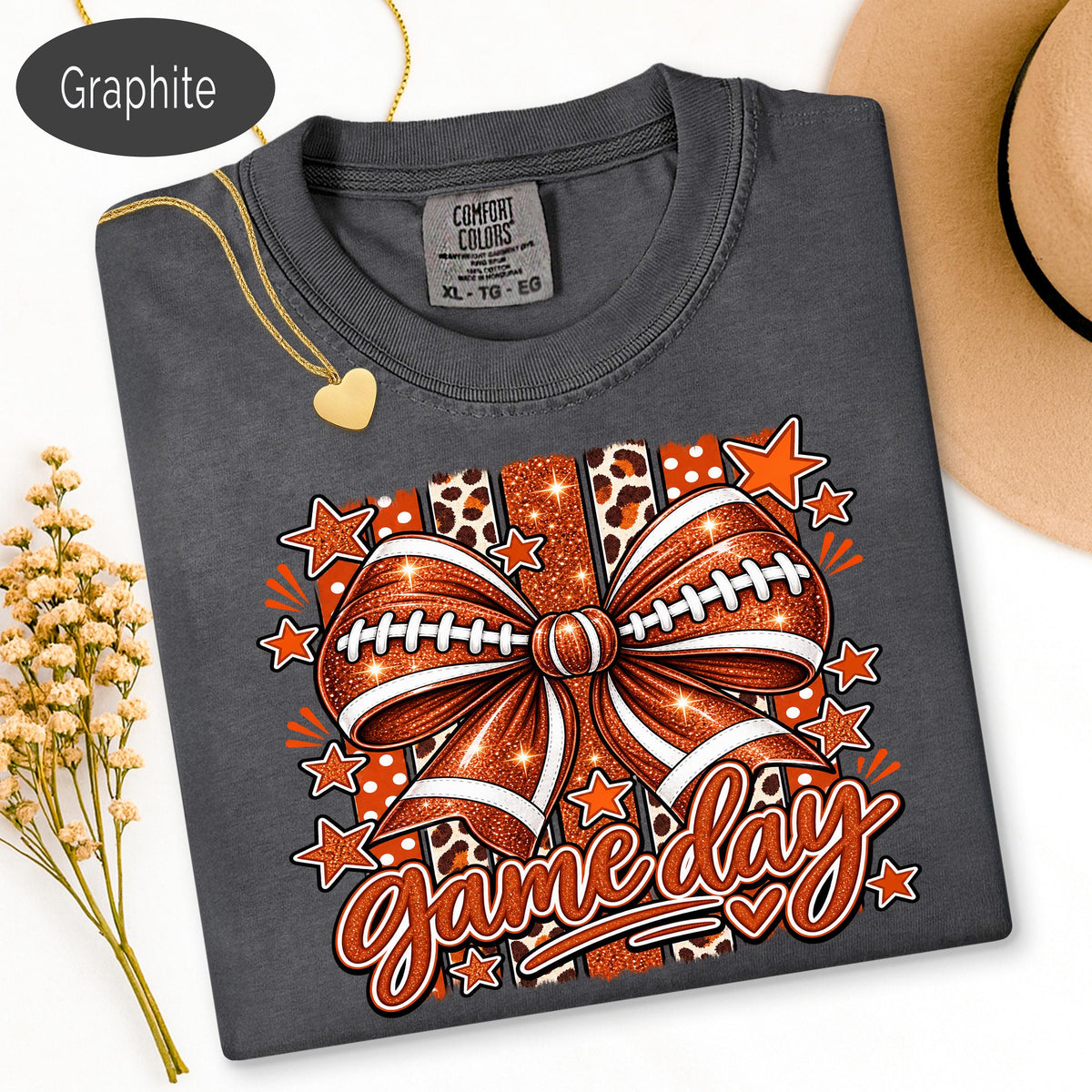 Comfort Colors Shirt, Football Mom Shirt, Glitter Game Day Bow Tee, Retro Footba image 11