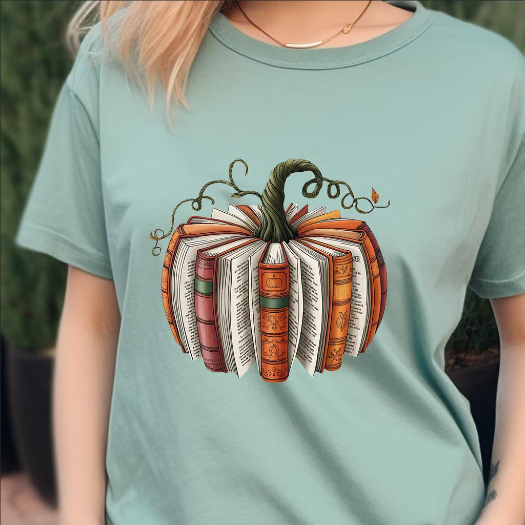 Fall Book Pumpkin Shirt: Halloween Book Lover Tee image 2
