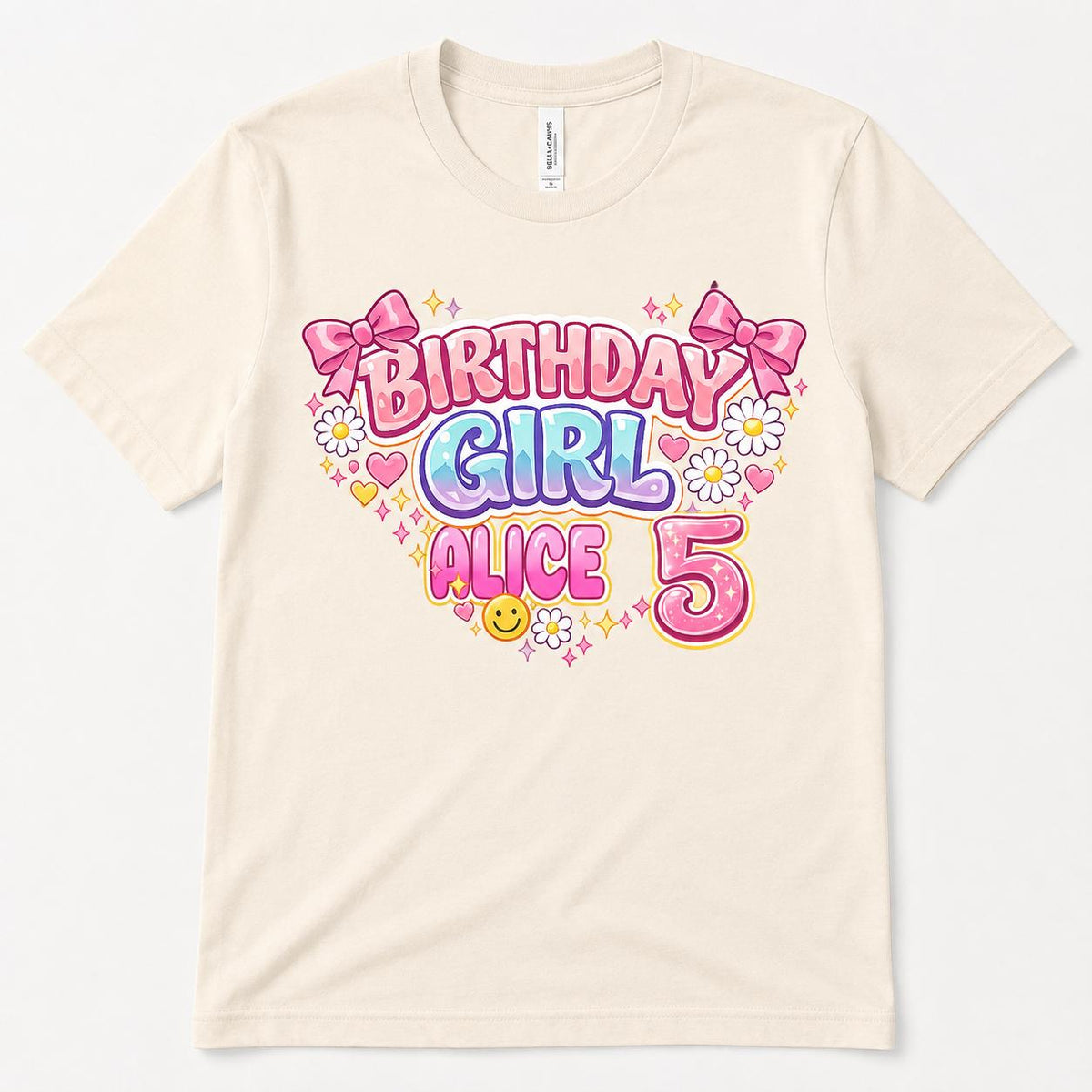 Birthday Girl Shirt, Personalized Girls Birthday Tee, Custom Name &amp; Age Shir image 6