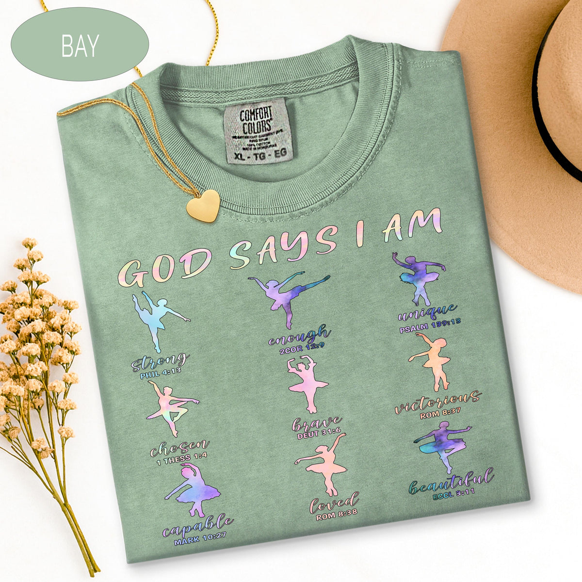 Christian Ballet Tee, God Says I Am Shirt, Ballerina Dance Shirt, Bible Verse Te image 16