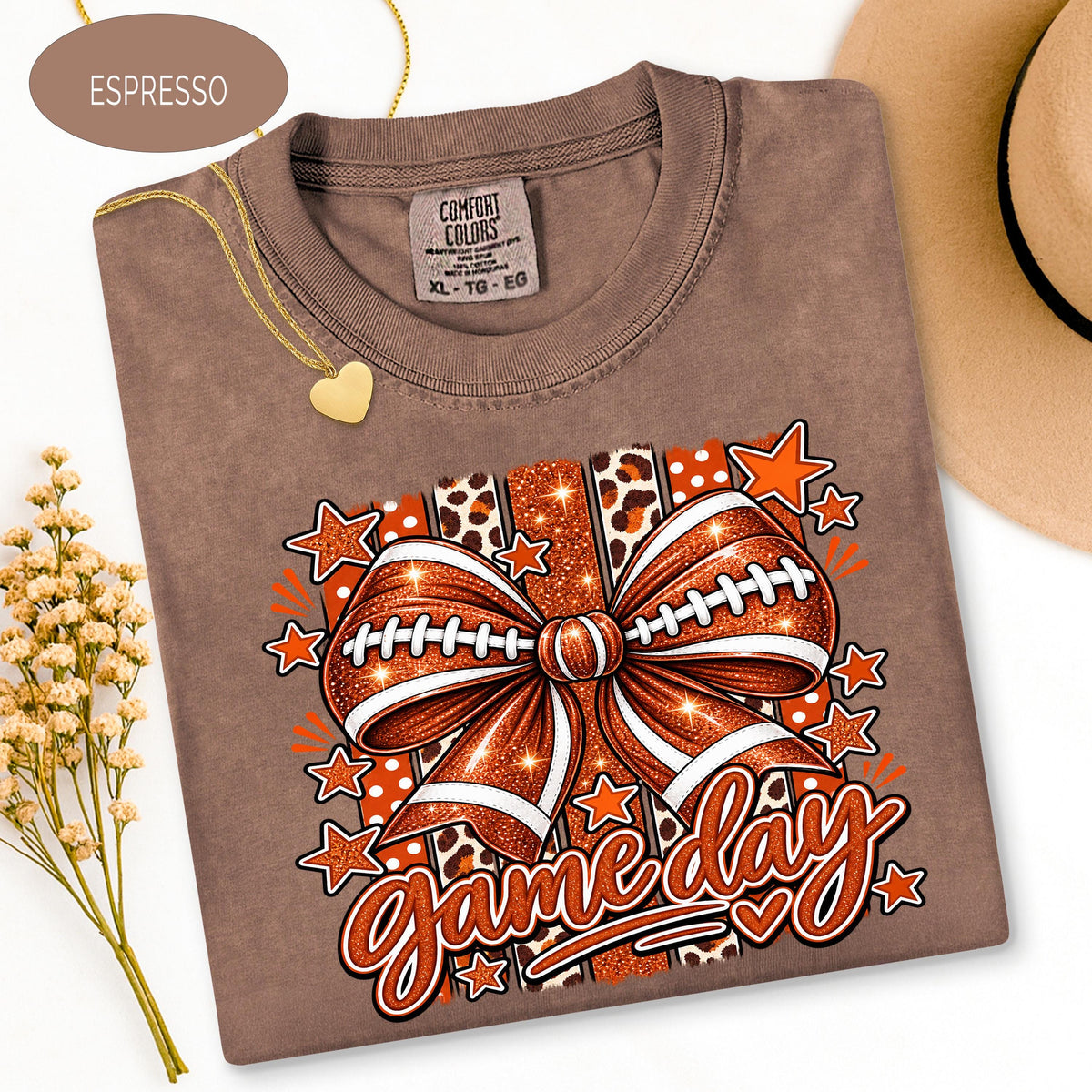 Comfort Colors Shirt, Football Mom Shirt, Glitter Game Day Bow Tee, Retro Footba image 13