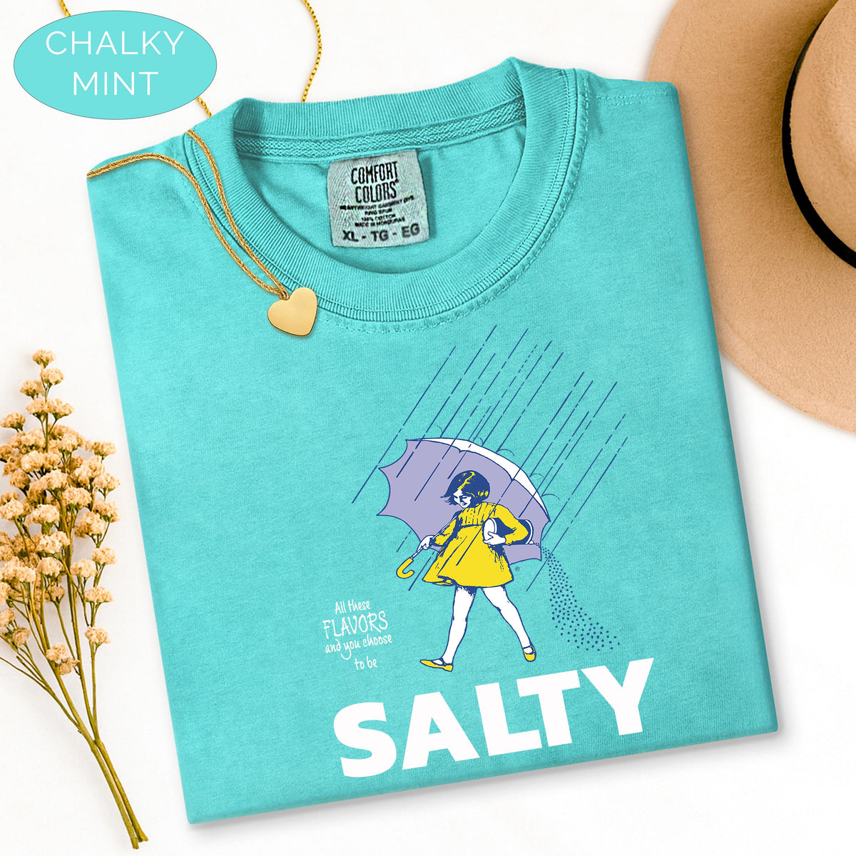 Salty Girl Shirt Comfort Colors® Vintage Style Tee, Summer Graphic Tee, Trendy C image 4