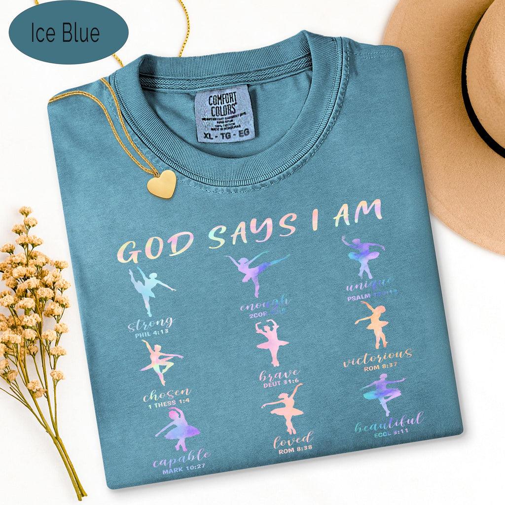 Christian Ballet Tee, God Says I Am Shirt, Ballerina Dance Shirt, Bible Verse Te image 9