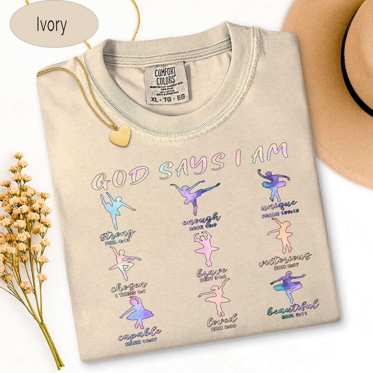 Christian Ballet Tee, God Says I Am Shirt, Ballerina Dance Shirt, Bible Verse Te image 13