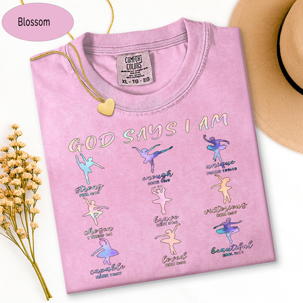 Christian Ballet Tee, God Says I Am Shirt, Ballerina Dance Shirt, Bible Verse Te image 15