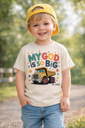 My God Is So Big Toddler Tee, Christian Dump Truck Shirt, Psalm Verse Kids Truck image 0