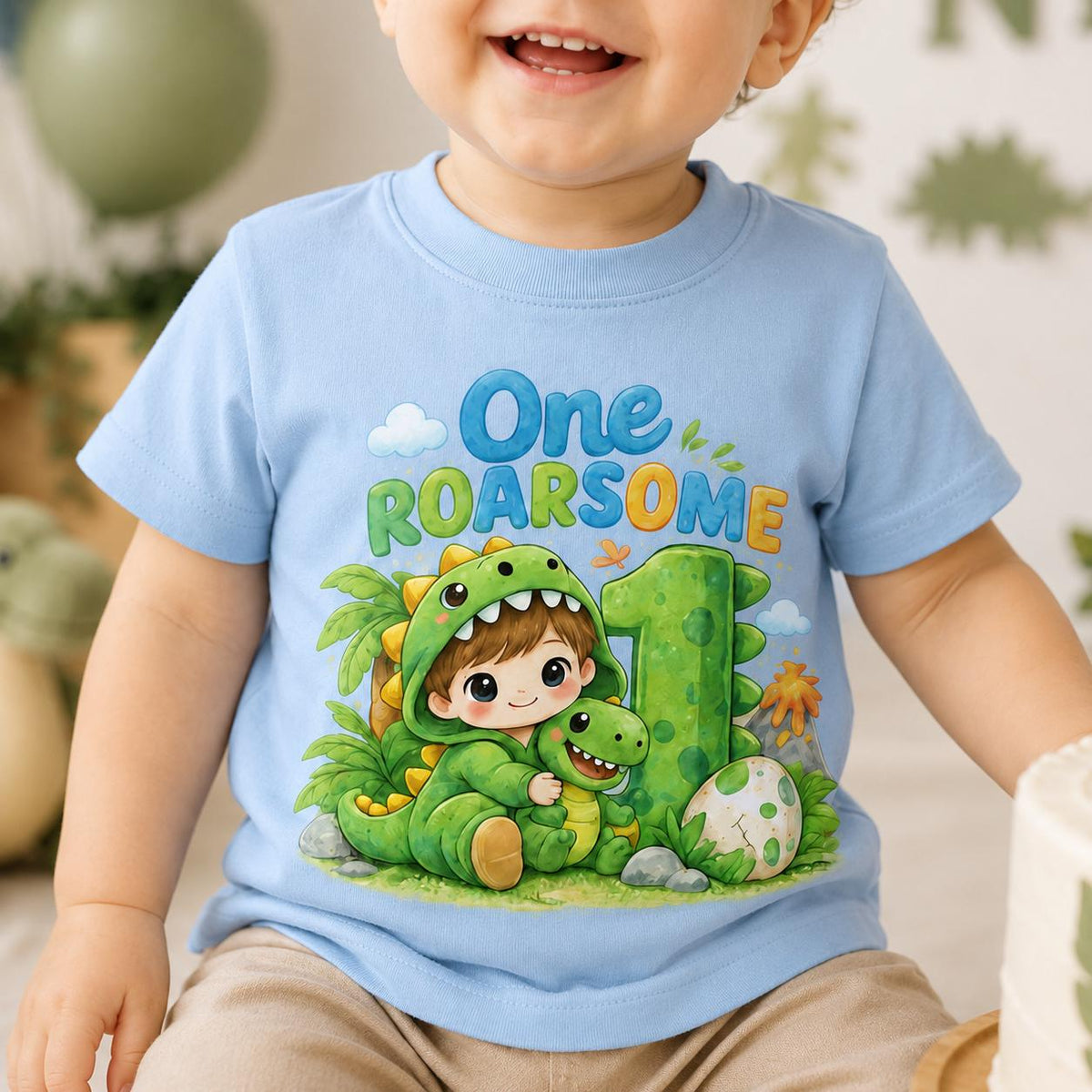 Dinosaur 1st Birthday Shirt, One Roarsome Toddler Tee, First Birthday Boy Shirt, image 0