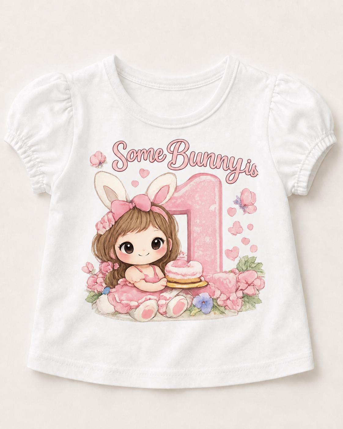 Some Bunny Is One Bodysuit, Baby Girl 1st Birthday Outfit, Bunny First Birthday  image 3