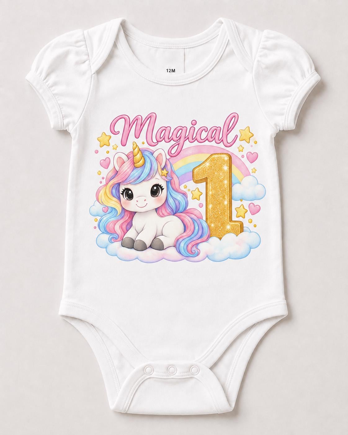 Magical 1st Birthday Shirt, Unicorn Birthday Girl Tee, Rainbow First Birthday Ou image 5