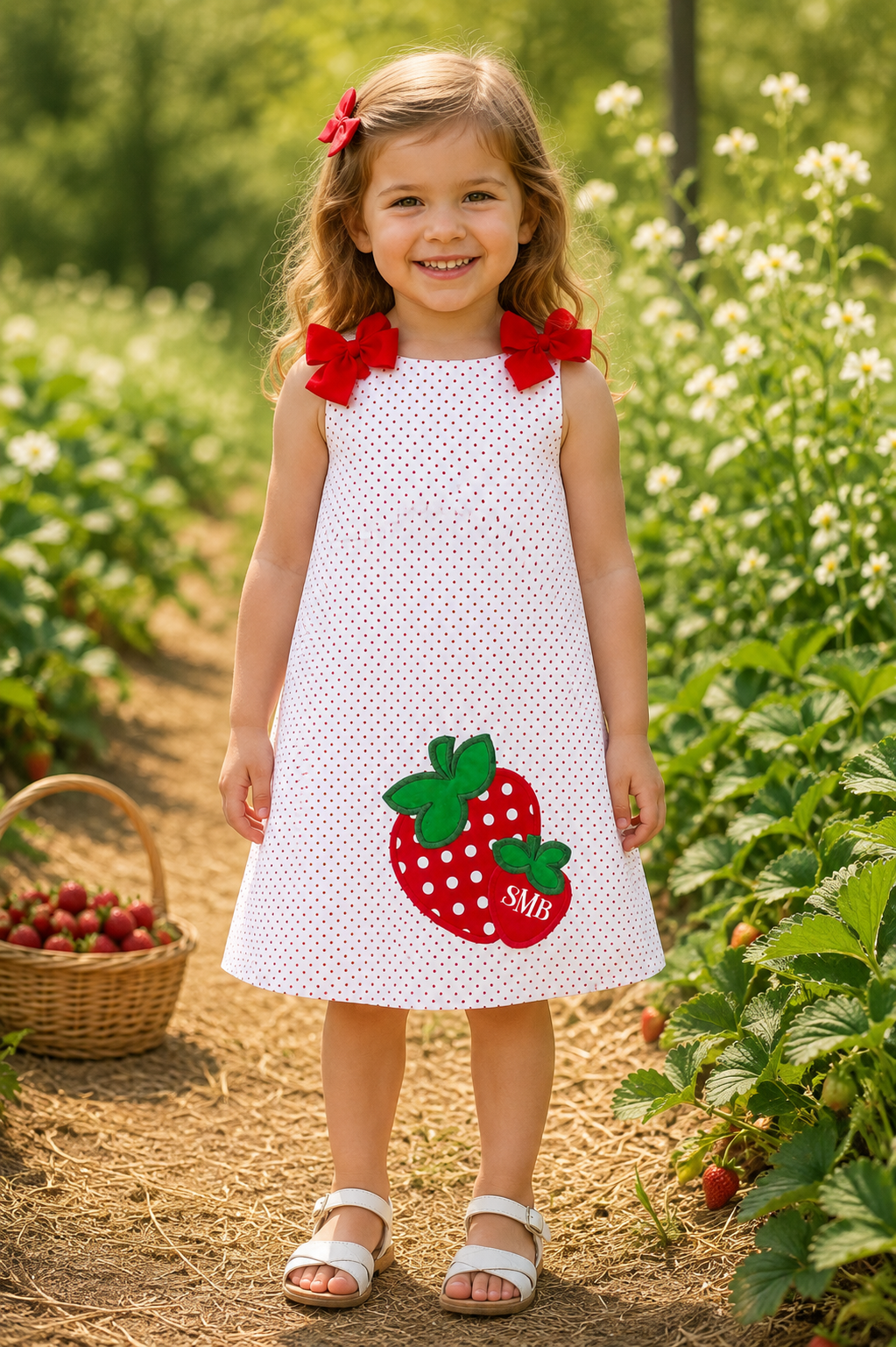 Strawberry embroidered dress - Personalized Strawberry girl dress - Jumper dress