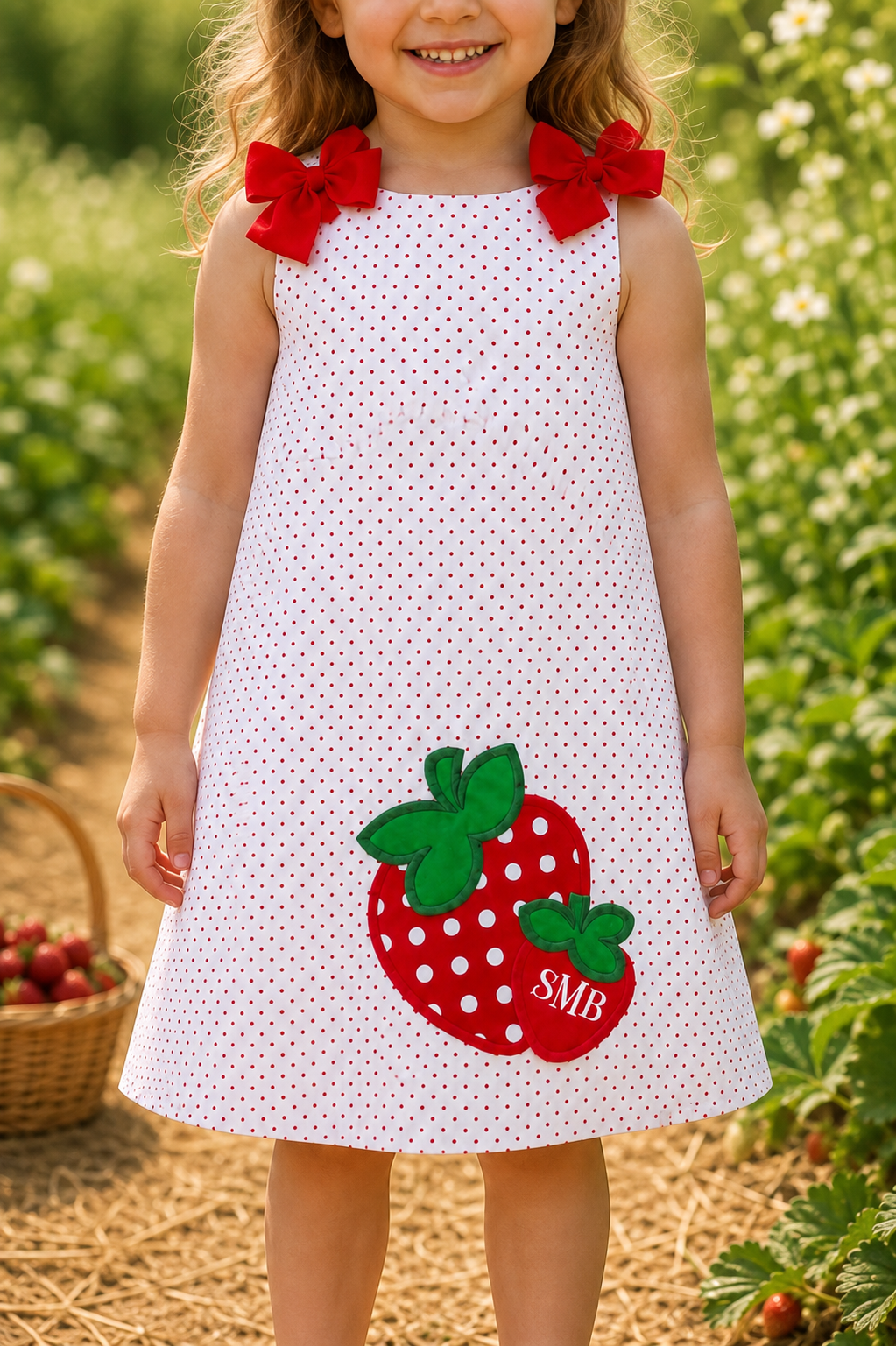 Strawberry embroidered dress - Personalized Strawberry girl dress - Jumper dress